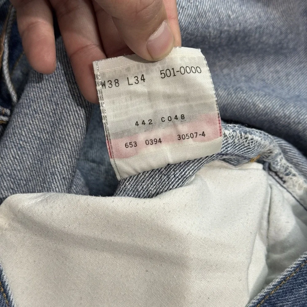 Vintage 90s Levi's 501xx Made‎ in Usa Light Blue Denim Jeans 38x34 (33x30) Retro